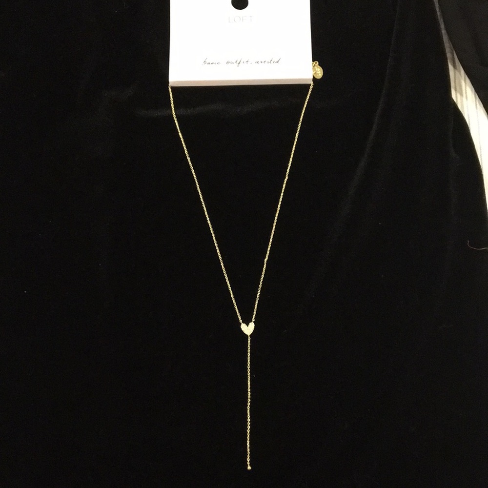 NWT Crystal pave heart lariat pendant